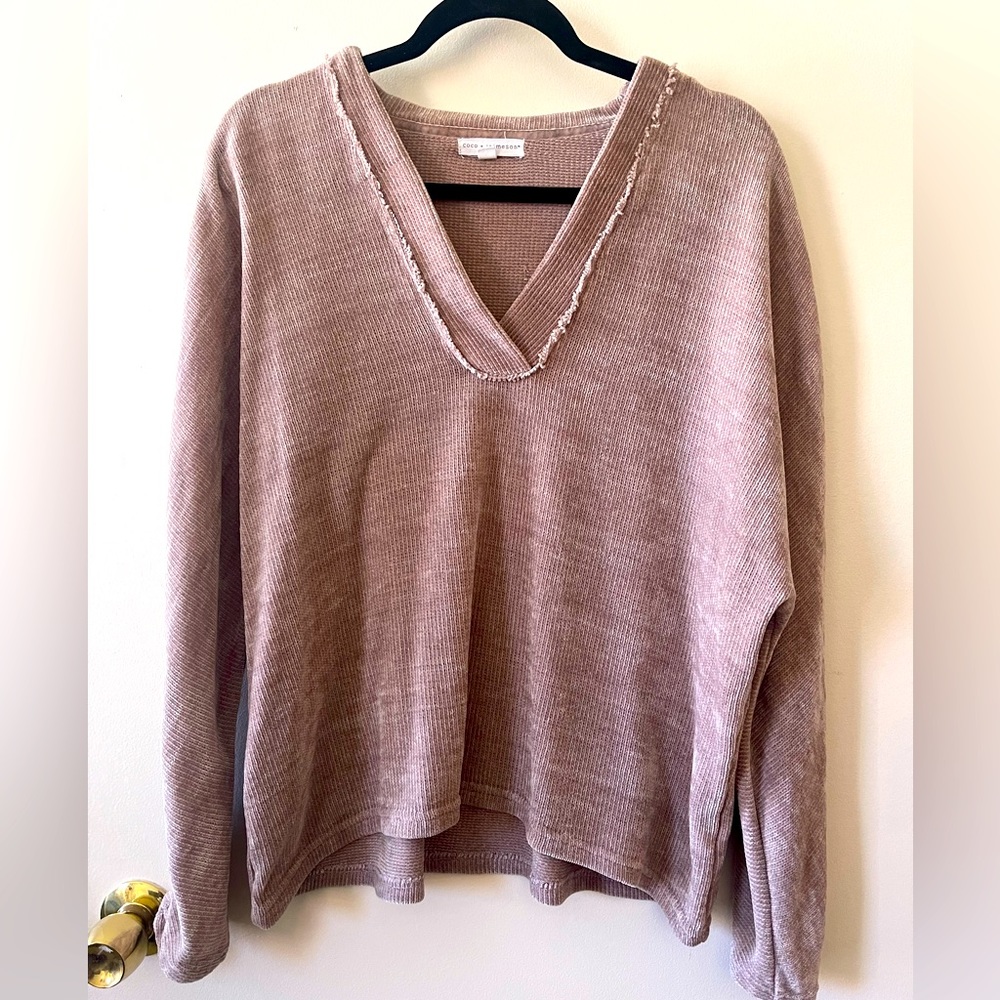 Francesca’s Coco + Jaimeson Chenille Knit Sweater in Dusty Pink
